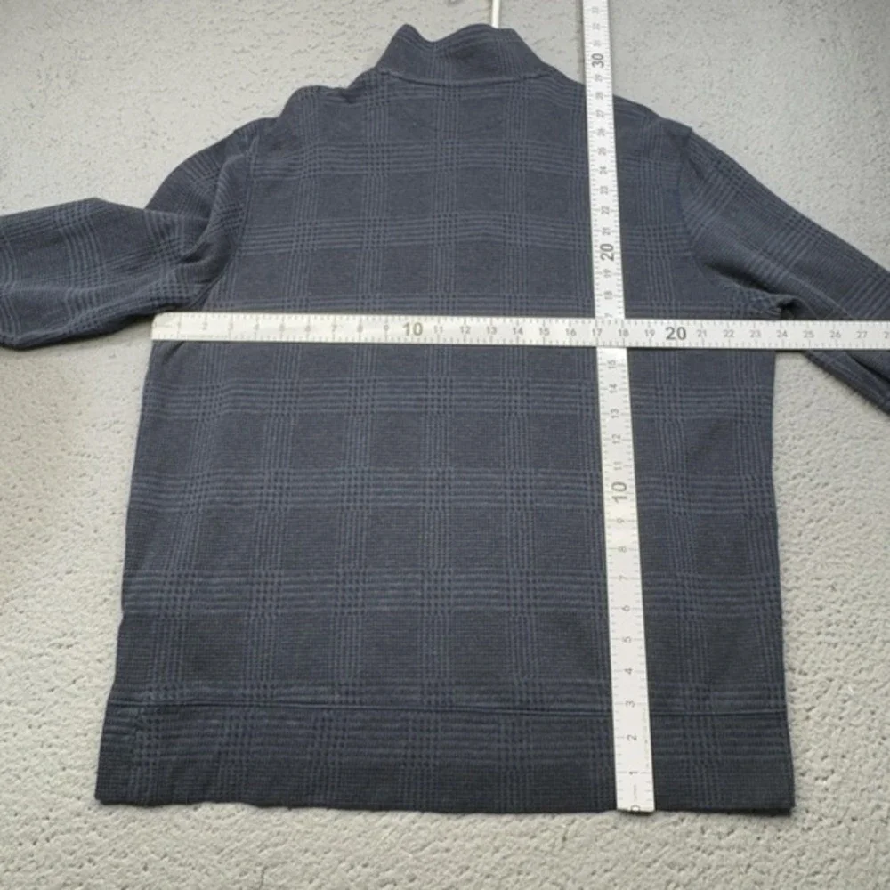 Polo Ralph Lauren Sweater Mens‎ Small Blue Glen Check Waffle-Knit Mock 1/4 Zip